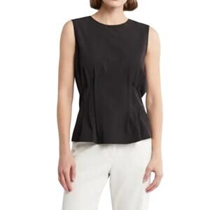 DKNY Women's Sleeveless Zipper Peplum Top in Black